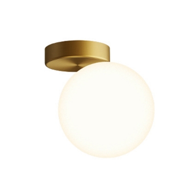 Glass Round Ceiling Mounted Fixture Minimalist Style 1 Bulb White Ceiling Mount Light Fixture