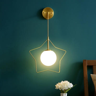 Golden Postmodern Single Wall Hanging Light  Ball Wall Lamp with White Glass Shade