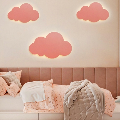Kids Bedroom Macaron Colour Wall Lamp Metal Cloud Shade LED 1-Light Wall Sconce
