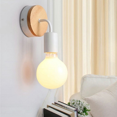 Metal Bedside Wall Lamp Fixture White Glass 1 Bulb Postmodern LED Wall Sconce