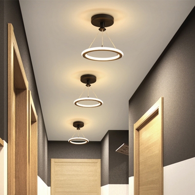 Metal Modern Semi-Flushmount Light Ring LED 1-Light Ceiling Light