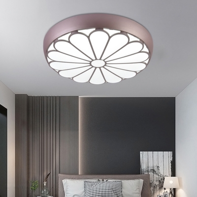 Metal Purple Flower Flush Mount Ceiling Lamp Nordic Style LED Flush Mount Lighting for Bedroom