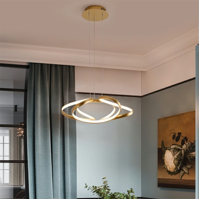 Metallic Twisting Pendant Lighting Fixture Simplicity LED Chandelier Lamp for Dinning Room