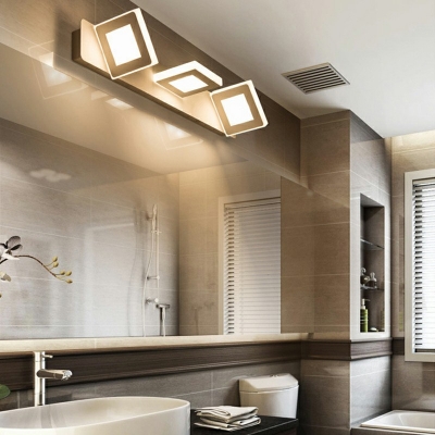 Minimalism LED Bathroom Vanity Sconce Acrylic Square Shape Vanity Wall Lamp in White