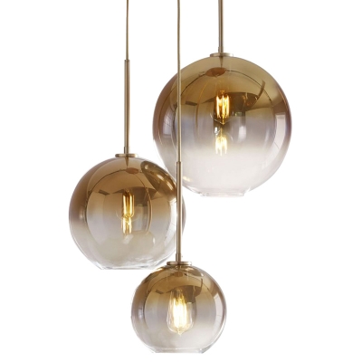 Mirror Glass Ball Shade Pendant Modern Kitchen Gold Detail 1-Head Hanging Lamp