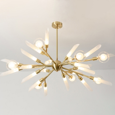Multi Arm Chandelier Frosted Glass Ball and Tube LED Chandeliers Post Modern 22 Inchs Height LED Branch Pendant Lighting