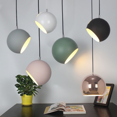 Nordic Style Dome Pendant Light One Light 8 Inchs Wide Metal Candy Colored Hanging Light for Kitchen