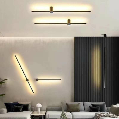 Slim Stick Wall Mount Lighting Minimalist Metallic LED 31.5 Inchs Height Hallway Surface Wall Sconce in Black