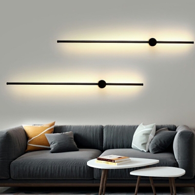 Slim Stick Wall Mount Lighting Minimalist Metallic LED Hallway Surface Wall Sconce in Black