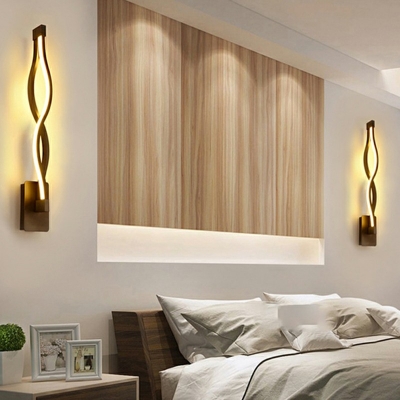 Spiral Linear Wall Lamp Minimalist Bedroom Iron Metal LED 1-Light Wall Sconce