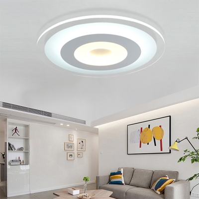 Super Thin Round Ceiling Lamp Modern Chic Acrylic Surface Mount LED Light in White for Living Room