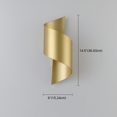 Twisted Metal Postmodern Wall Sconce Gold Simplicity 1-Light Wall Lamp
