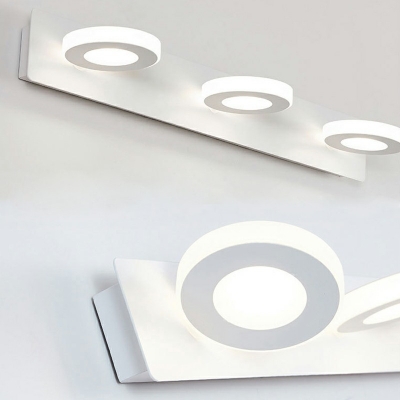 White Ring Shape LED Vanity Light Fixture Modern Style Vanity Mirror Light for Bathroom