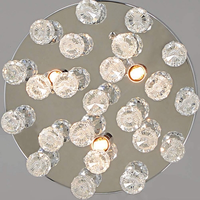 3 Bi-Bulb Modern Ceiling Light Clear Crystal Shade Flush Mount Ceiling Fixture for Restaurant