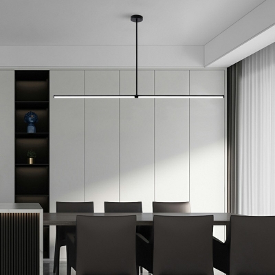 Acrylic Black Shade Linear Island Light Modern Living Room LED Island Fixture in Warm Light