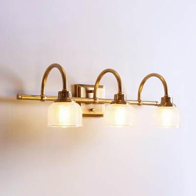 American Prismatic Glass Vanity Light Antique Brass Vintage Wall Sconce for Mirror Cabinet
