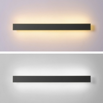 Bar Shaped Flush Wall Sconce Simplicity LED Metal Wall Lighting in Black for Bedroom