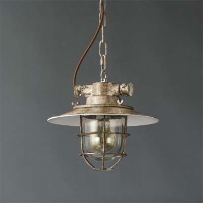 Circle Ceiling Mount Industrial Pendant with 1 Light Clear Glass Shade Single Pendant for Restaurant