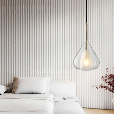 Clear Glass Teardrop Pendant Lamp Contemporary Single Light 8 Inchs Wide Hanging Light for Bedroom