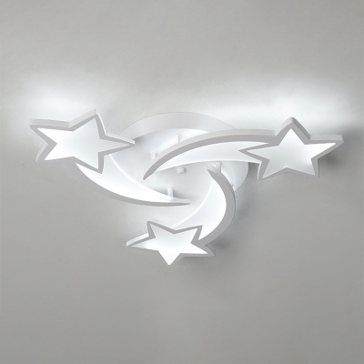 Contemporary Acrylic LED Ceiling Flush Mount Light Bedroom Stars Ceiling Light in White