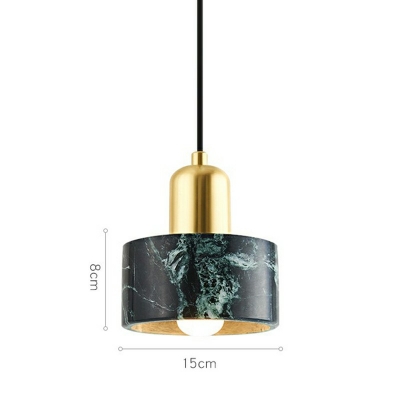 Cylindrical Marble Shade Modern Pendant with 1 Light Circle Ceiling Mount Single Pendant for Living Room