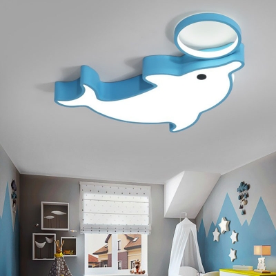 Dolphin Flush Mount Ceiling Light Modern Acrylic LED Bedroom Flush Mounted Ceiling Light