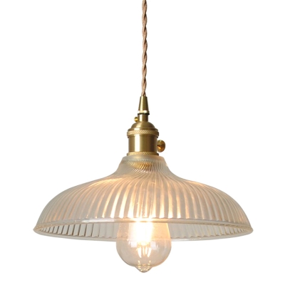 Dome Ripped Glass Shade Pendant Industrial Living Room Gold Chain Metal 1-Bulb Hanging Lamp