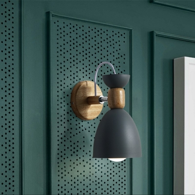 Macaron Color Nordic Wall Sconce Dome Metal Shade 1-Head Wall Lamp