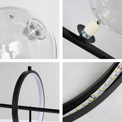 Post-Modern Molecule Island Lighting Black Kitchen Bar Pendant Lamp with Clear Glass Globe