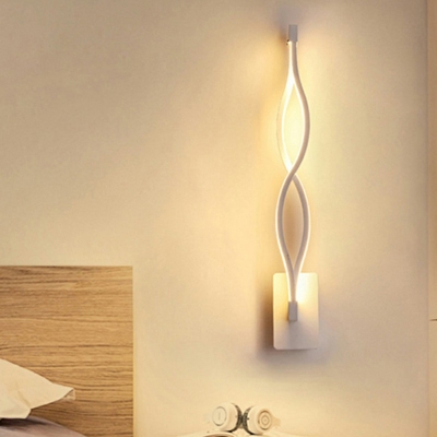 Spiral Linear Wall Lamp Minimalist Bedroom Iron Metal LED 1-Light Wall Sconce