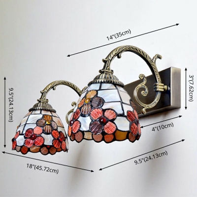 Tiffany Vanity Mirror Lights Down Lighting Multi-Color Glass Dome Wall Light Sconce for Bathroom