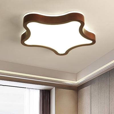 Wood Geometric Shade Cartoon Ceiling Light with 1 LED Light Ceiling Light Fixture for Living Room