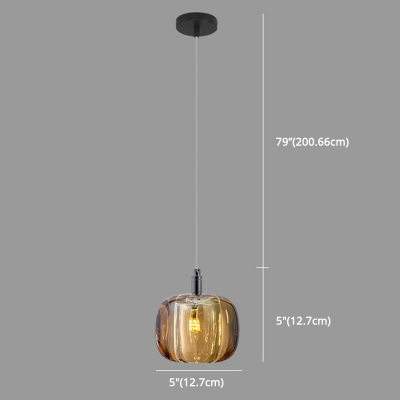 1 Bi-Bulb Modern Hanging Light Globe Crystal Shade Metal Circle Ceiling Mount Single Pendant for Bedroom