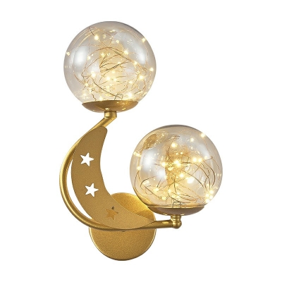 2-Light Spherical Wall Lamp Minimalist Gypsophila Glass Warm Light Wall Sconce Lighting