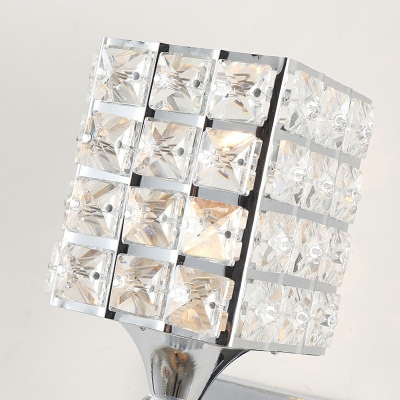 Clear Crystal Modern Mirror Front Lamp Cube Metal Silver Wall Lamp