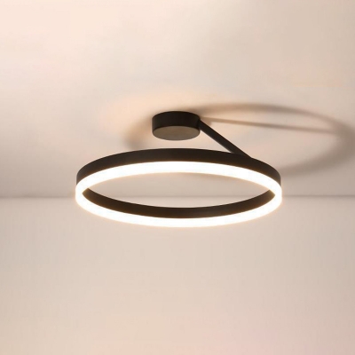 Contemporary Ceiling Light Circle Acrylic Shade with 1 LED Light Metal Circle Ceiling Mount Semi Flush for Tearoom