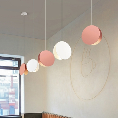 Contemporary Double Round LED Pendant Light Metal Shade Single Drop Light for Bedroom Restaurant