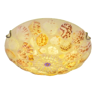Glass Bowl Shade Tifanny Ceiling Light with 4 Light Flush Mount Ceiling Fixture for Restaurant