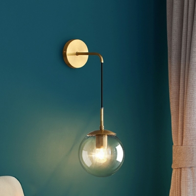 Golden Postmodern Single Wall Hanging Light  Ball Wall Lamp with White Glass Shade