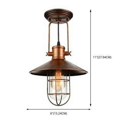 Industrial Wall Sconce in Nautical Style 11 Inchs Height Single Light with Metal Cage