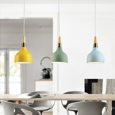 Macaron Metal Shade Pendant Nordic 6 Inchs Wide Restaurant Pot Lid Form 1-Bulb Hanging Lamp
