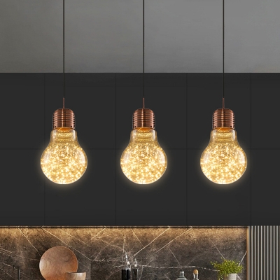 Mini Gourd Hanging Light Fixture Nordic 1-Light Glass Pendant Lamp for Kitchen in Warm Light