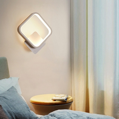 Modern Bedroom Acrylic Shade LED Wall Lamp Metal 1-Head Wall Sconce