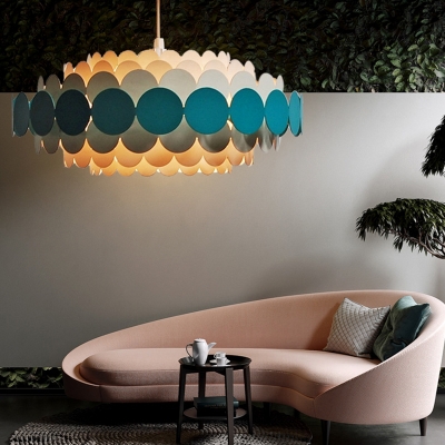 Modern Chic Round Hanging Lamp 24 Inchs Wide Decorative Suspension Light for Living Room