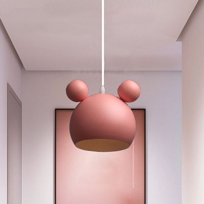 Nordic Dining Room 1-Head Pendant Bear Iron Shade Macaron Hanging Lamp