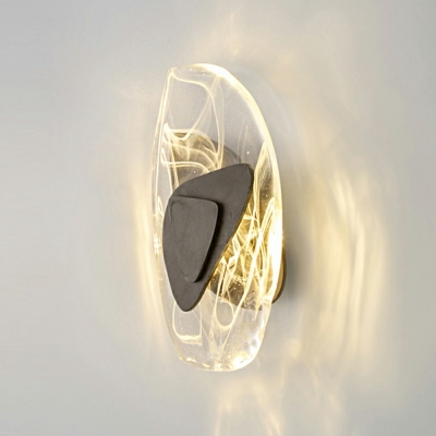 Postmodern LED Flush Wall Sconce 12 Inchs Height Metal Wall Lamp with Crystal Shade in Warm Light