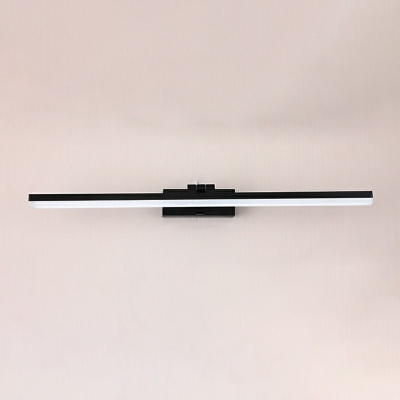 Rectangle Metal LED Vanity Lamp Minimalist Wall Mounted Mirror Front in Black for Bathroom