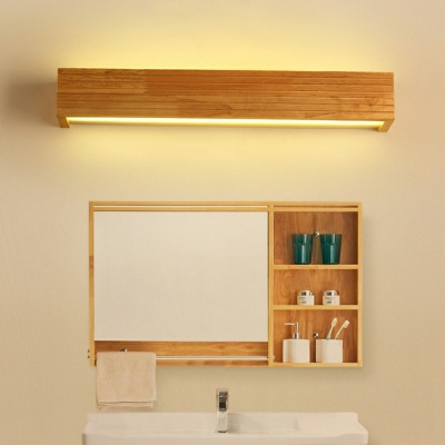 Rectangular LED Bathroom Vanity Fixtures Nordic Vanity Light above Mirror in Wood