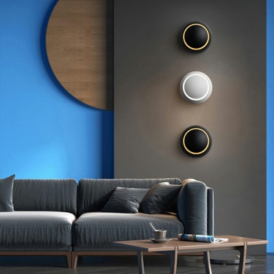 Round Disc LED Wall Light Minimalist Metal 5.5 Inchs Wide Wall Sconce for Coffee Shop