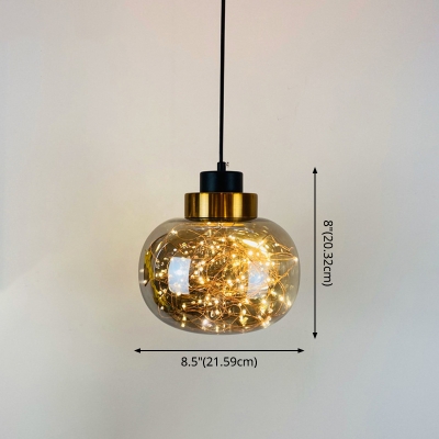 Sphere Pendant Light Kit Clear Glass 5 Inchs Wide Bedroom Hanging Lamp Kit in Brass